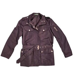 Lauren Ralph Lauren Women's M‎ Jacket Fountain Head Black Pockets Belted Zip Up